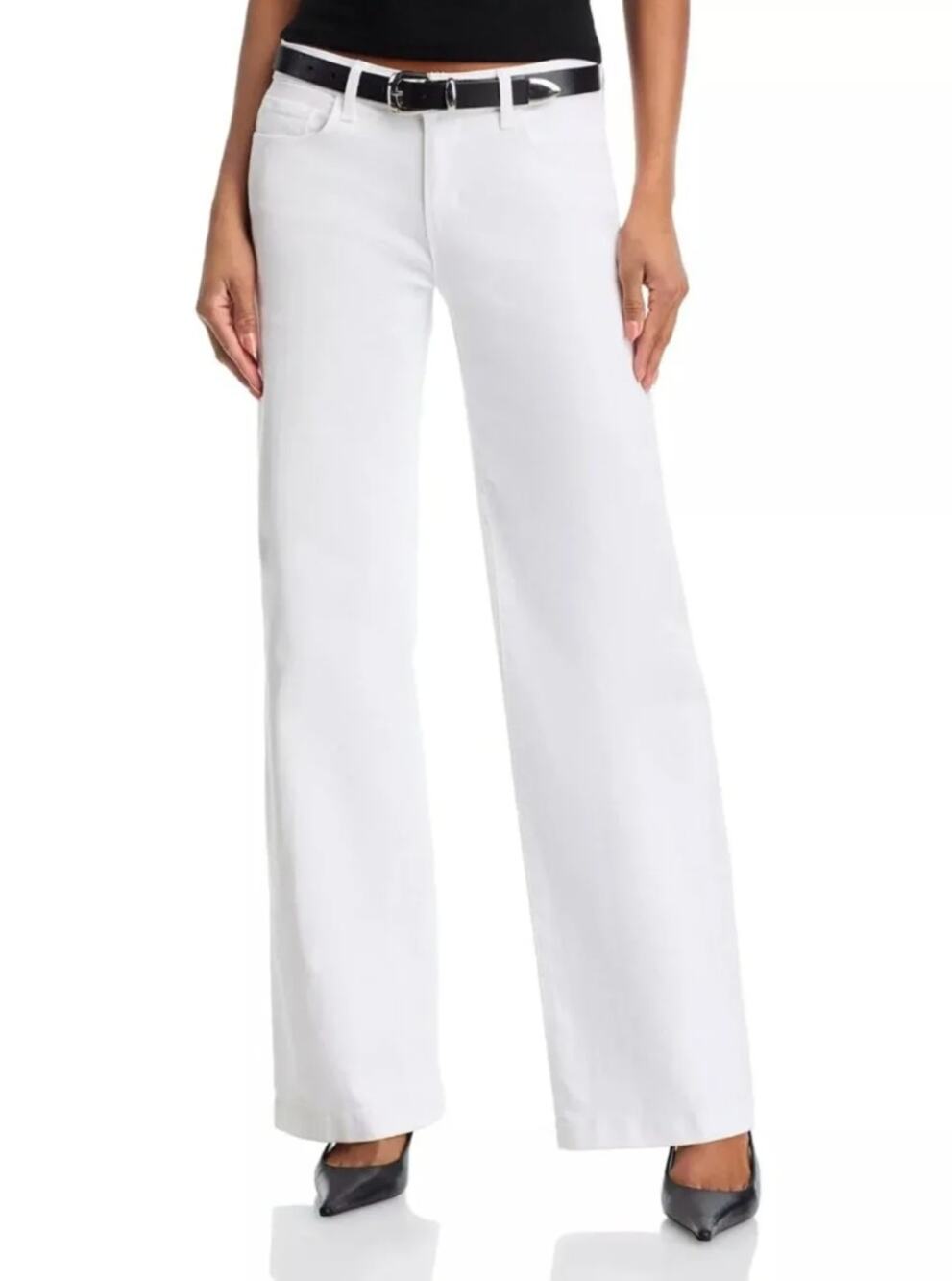 L'AGENCE Joanne Wide Leg Jeans 30 10 NWT White Denim Stretch Quiet Luxury